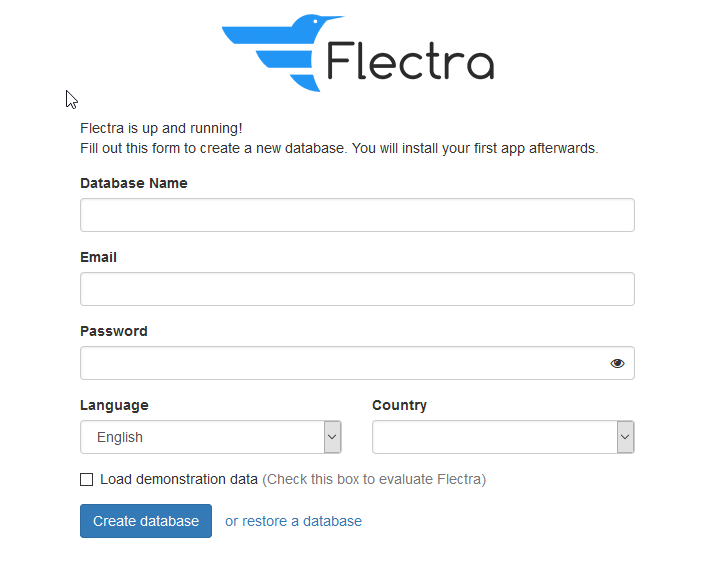 Flectra Installation – Datenbank